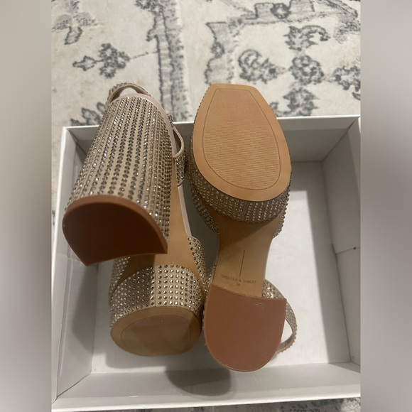 Chelsea & Violet Cora Gold Rhinestone Platform Heels - Picture 6 of 13